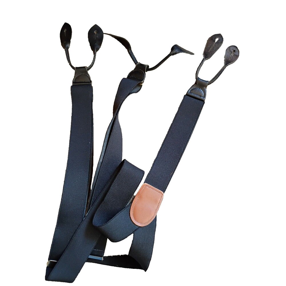 Vintage Suspenders CAS West Germany Black Brown Leather Adjustable